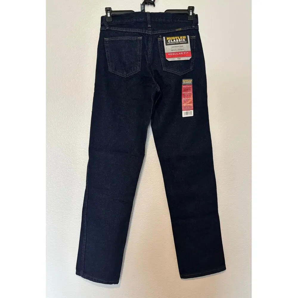 Rustler NWT Men's Size 30x32 Classic Regular Fit Straight Leg Dark Wash Jeans